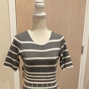 Gray & White striped sweater dress, very comfortable to wear.